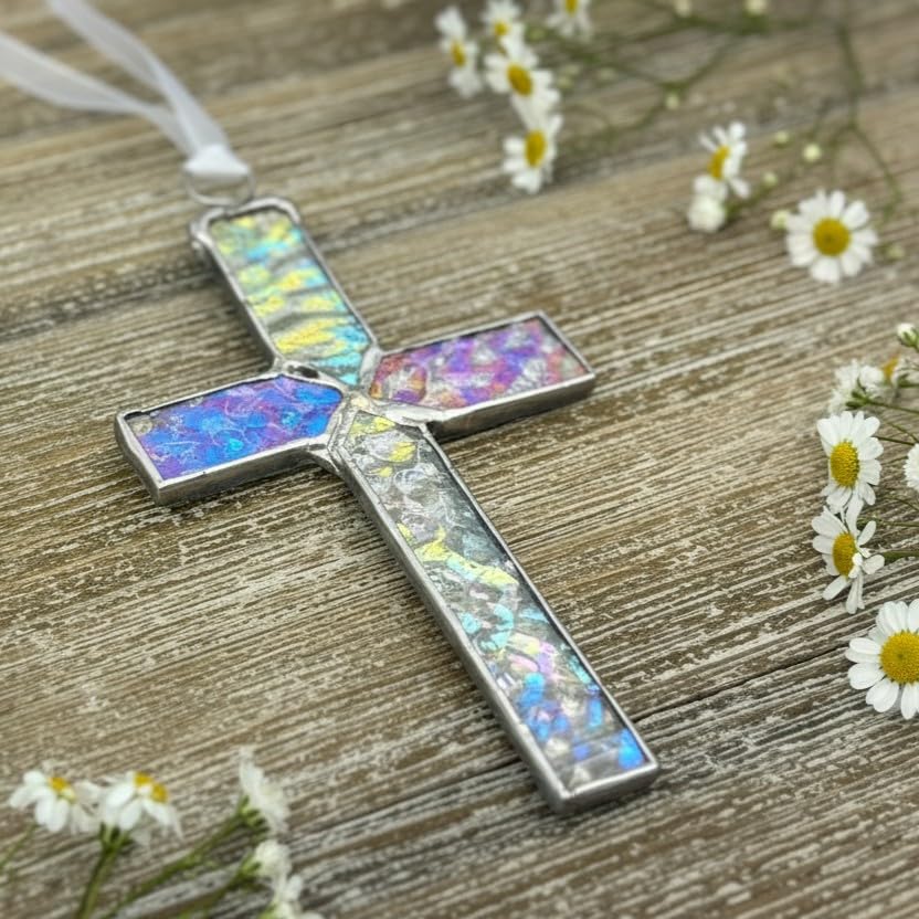 Amazon.com: Baby in Heaven Clear Mosaic Handmade Glass Cross